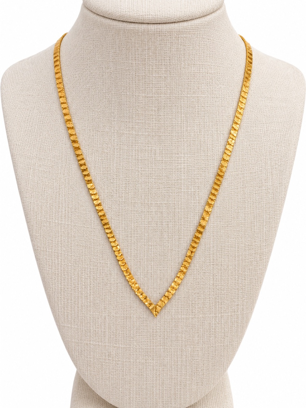 14K Italy Yellow Gold Textured Flat Link Necklace 16” 6g